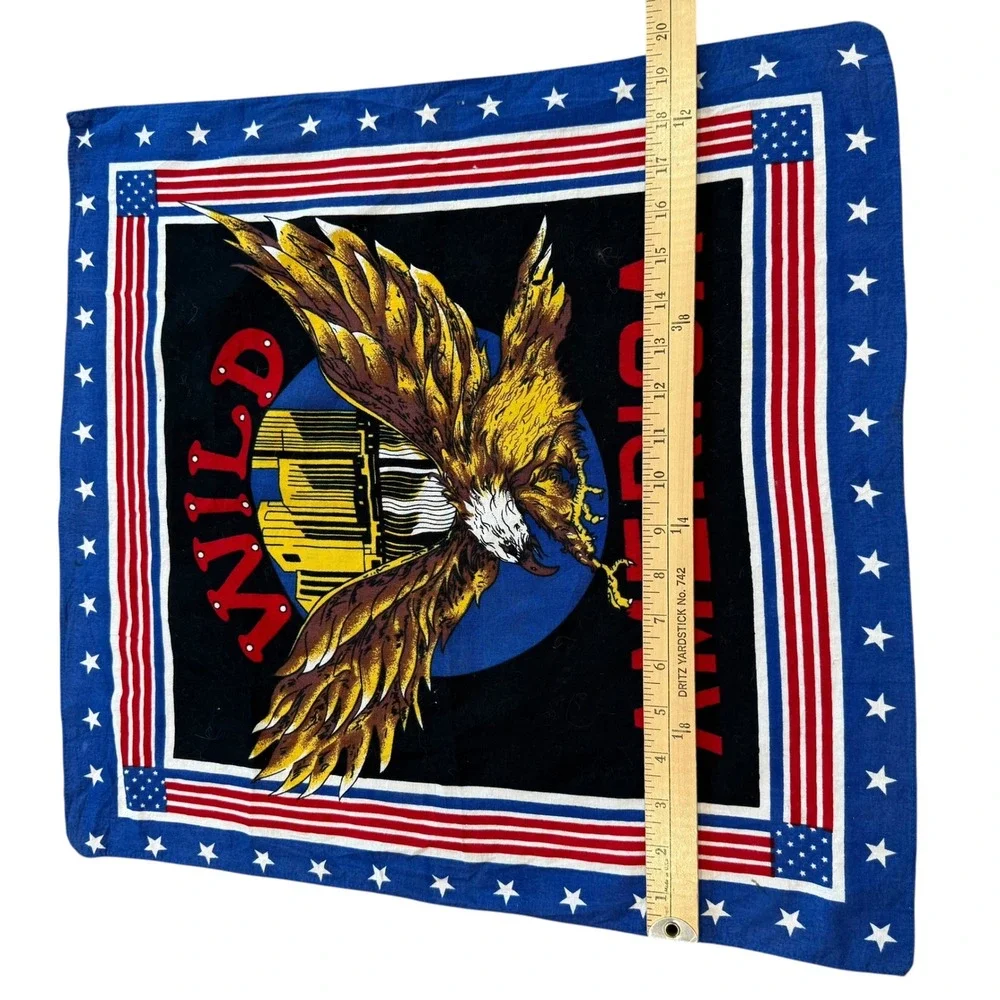 Vintage Wild America Eagle Bandana Patriotic American Flag Stars‎ Blue Red Black